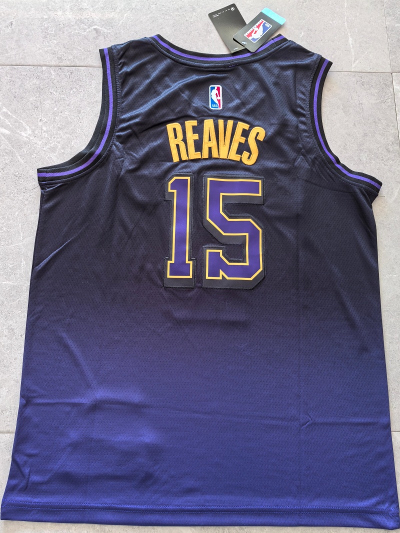 Men Los Angeles Lakers 15 Reaves purple 2024 2025 NBA jersey